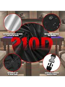 トゥインクルプールテーブル用ダストカバー、屋内および屋外プールテーブル用サンシェード、防水保護カバー、耐引裂性 - ブラック - チェックする 5