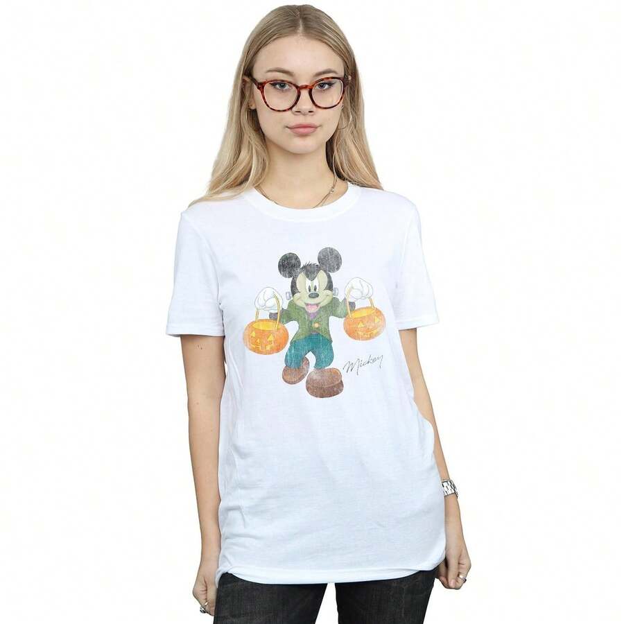 Disney Womens/Ladies  Mickey Mouse Cotton Boyfriend TShirt (White) - White - View 1