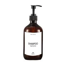 1 Stück 500ml nachfüllbare bernsteinfarbene Shampoo-Duschgel-Flasche mit Pumpe, Geschirrspülmittel, Conditioner, Körperwaschspender für Hotelbadezimmer Zubehör, inklusive wasserfestem Etikett, Einweihungsgeschenk