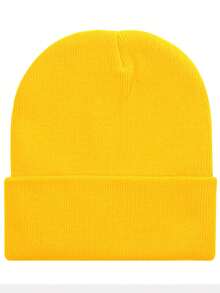 1 Pc Winter Hat Solid Color Cute Curly Beanie Winter Outdoor Soft Warm Ski Hat For Women Fashion Cuffed Plain Skull Knit Hat Unisex Casual Plush Cap