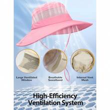 For Women With Ponytail Hole, Protection UV UPF50+ Waterproof Fishing  Hiking Hat - Màu Hoa hồng đỏ - Xem 3