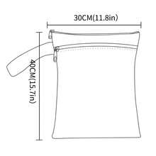 1个干湿两用袋，可重复使用拉链口袋，婴儿布尿布湿袋，旅行、海滩、泳池、日托、脏衣服袋，瑜伽健身包，泳衣湿袋 - EF694粉紅海豚 - 查看 9