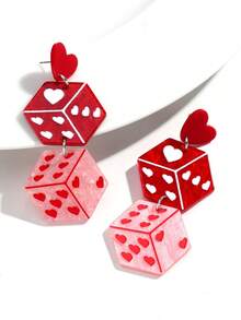 1 Cặp Hoa tai hình xúc xắc hình học 3D Acrylic thời trang, Thiết kế ba chiều nhiều màu sắc, Thích hợp cho phụ nữ đeo trong lễ hội - xúc xắc - Xem 19