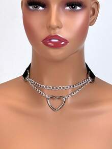 1件装女士皮革颈链时尚腰带风格朋克风项链锁骨项链摇滚颈链新娘饰品万圣节 - 黑色 - 查看 5