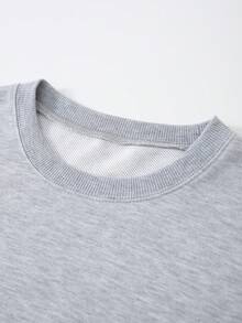 Customized Personalized Gift, Customized Women's Crew Neck Sweatshirt, Front And Back Can Be Customized, Can Add Your Photos (Pattern/Logo/Family Photo/Selfie/Pet/Couple Photo), Back Can Add Text And Photos, Choose Your Favorite Text, Customized Sweatshirt, Design Your Own Personalized Printed Sweatshirt As A Gift For Your Girlfriend, Couple Date Sweatshirt, Etc. - Light Grey - View 2