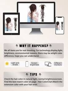 20 英寸长花辫龙须扭曲马尾辫 - 合成爪夹，女士卷发波浪接发，休闲装扮的自然造型，马尾接发，日常假发。 - 彩色 - 查看 9