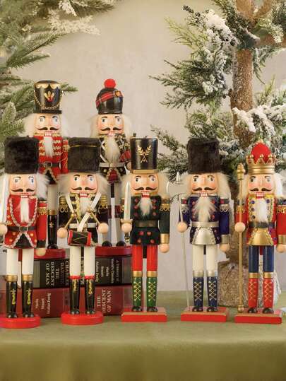 1个圣诞胡桃夹子摆件，木制士兵桌面摆件，胡桃夹子装饰品，圣诞装饰品，圣诞家居装饰，圣诞派对用品，木制圣诞树吊坠，适用于圣诞场景装饰，家居装饰，商场装饰，户外装饰，圣诞礼盒套装，圣诞礼物，圣诞装饰品，房间装饰，冬季圣诞装饰，圣诞家居礼物，圣诞装饰品