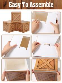 3 件纸质木纹酒桶盒、西部牛仔派对装饰盒、拍照道具、狂野西部主题派对气球盒、性别揭秘派对装饰、新娘送礼会回礼、生日装饰、迎婴派对装饰、整理和收纳 - 彩色 - 查看 8