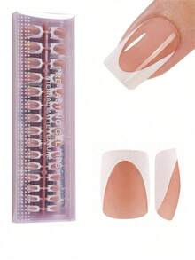 150Pcs Short Square French Gel Nails, Light Pink Deep French Tip Press On Nails, Soft Gel Acrylic Nail Extensions, Manicure Kit Women & Girls - màu nâu - Xem 2