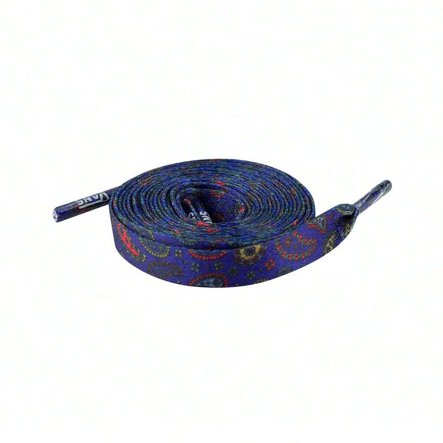 VANS Unisex Shoelaces, Casual Street Style Cashew Flower Print, Length 91CM - Blue - View 1