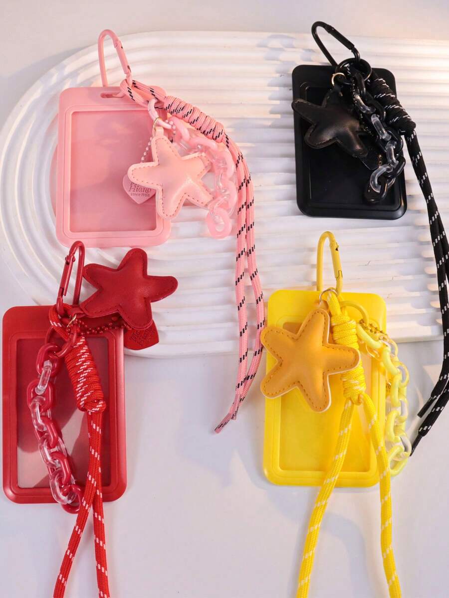 1pc Kawaii Cute ID Card Holder Star Charm Keychain Suitable For Women Daily Wear Best Gift For Doctor Nurse Teacher Student Office Worker Money Wallet Mini Wallet Purse Wallet Wristlet Wallet Card Wallet