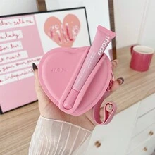 Hailey Style Silikon Herz Aufbewahrungstasche für Lippenstift und Lipgloss, tragbare Kopfhörerhülle, Münztasche - Ohne Lipgloss - Pflaumenfarbe - Übersicht 5