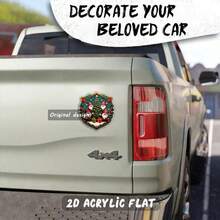 1pc Large 3.15" Christmas Magnet With Santa Hat, Decorated Tree, Gift Box, Bell - Red & Green Holiday Decor, Strong Adhesive For Fridge, Cabinet, Door - Home, Office, Party Holiday Decoration - Acrylic 2D Flat AHR GCF Magnet