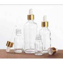 1个/3个，100毫升/50毫升/30毫升/5毫升透明玻璃瓶，配金色滴管盖，包含漏斗、加厚玻璃瓶、橡胶滴管、化妆品可灌装瓶、透明玻璃瓶、精油瓶 - 無色 - 查看 10