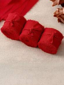 1 Rolle/3 Rollen DIY handgemachtes Quasten Stoff Geschenkverpackung Chiffon Band, 3,8 cm x 5 m Fransen Kanten Bänder, Bänder geeignet für Hochzeitseinladungen, Weihnachtsgeschenk Dekoration, DIY Basteln, Schleifen Herstellen, Hochzeitsdekoration, Brautstrauß, Geschenkverpackung, Party Dekorationen (Rot)