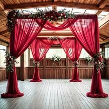 قطعة واحدة من قماش شفاف أحمر للتنسيق، ستائر سقف من الشيفون، ديكور مراسم الزفاف الرومانسية، ستارة من الغاز متعددة الاستخدامات، ديكور حفلات الزفاف في الهواء الطلق، ديكور حفلات استحمام العروس، ديكور استقبال الزفاف، ديكور حفلات أعياد الميلاد، خيوط خلفية لقوس الزفاف، ديكور خلفية الحفلات