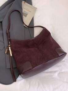 Bolso de mano, bolso de hombro y bolso de gran capacidad de ante y piel de ciervo, nueva moda 2025