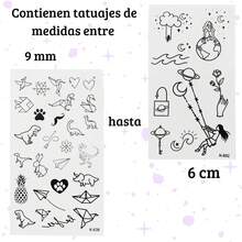 200 Tatuajes Temporales Pequeños Dibujos Animados Tatuaje Falso Pegatinas Resistente Al Agua constelaciones de estrellas lunares, brújula de música, líneas de anclaje, flores para niños, adultos - 1 - Ver 4