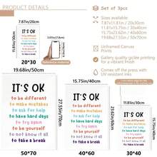 3 件/套帆布挂件，[没关系，我可以，3 张正能量语录海报或帆布印刷品，正能量语录海报，儿童教室励志墙贴，极简主义墙面装饰] 帆布墙艺术，时髦女孩艺术，励志语录艺术，家居装饰， - 彩色 - 查看 9