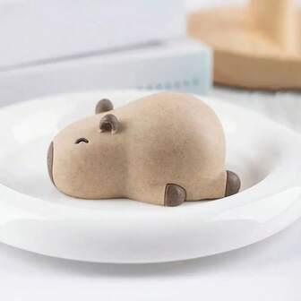 1pc Capybara Silicone Mold - Cute Cartoon Animal Plaster Figure, Brown With Small Ears & Tail, Ideal For Crafting And Decorations, Crafting Mold | Playful Animal Design | Durable Silicone