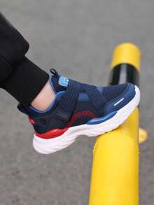 Boys' Simple Casual Style All-Season Non-Slip Wear-Resistant Lightweight Breathable Versatile Low-Top Children's Shoes Flat Shoes Running Sneakers - Màu xanh hải quân - Xem 2