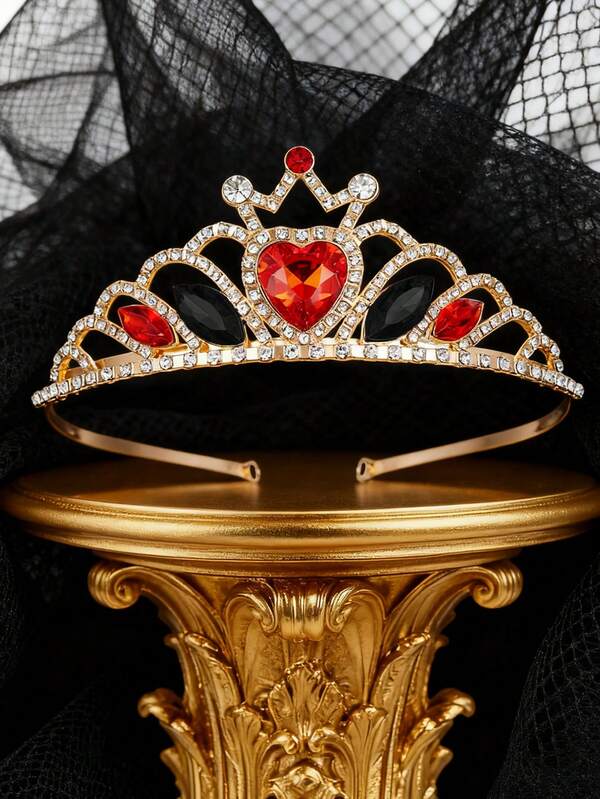 1pc Baroque Heart Crown Alloy Headpiece, Birthday Crown, Adult Coming-Of-Age Gift Tiara For Women, Birthday Party Decor