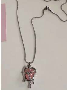 Gothic Y2K Pink Cross Heart Pendant Rope Chain Necklace For Women Fashion Hip Hop Rave Gift Jewelry Accessories - Pink - View 15