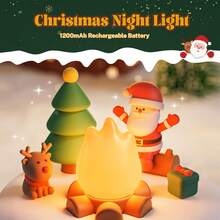 1 صندوق موسيقى عيد الميلاد قابل للشحن عبر USB، مزود بوظيفة تعتيم ذكية وإضاءة جو التنفس، مع وظيفة الموسيقى، مناسب للديكور الداخلي، ديكور مكتبي جميل، مناسب لإهداء هدايا عيد الميلاد أو أعياد الميلاد لأصدقائك، مناسب لاستخدام غرفة النوم، وهو إضاءة ليلية عملية.