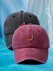 1 件男女通用西瓜刺绣可调节尺寸柔软透气休闲运动棒球帽，户外时尚复古帽子，适合日常佩戴，四季皆宜 - A - 查看 24