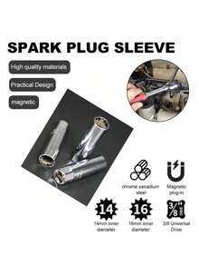 Universal Spark Plug Socket Spark Plug Wrench Magnetic 12 Angle Thin Wall For 14mm 16mm Spark Plug Removal Auto Repair Tool