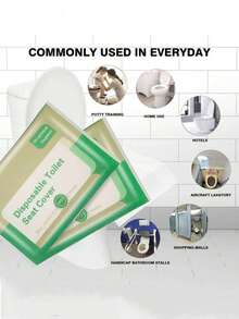 غطاء مقعد المرحاض القابل للتخلص منه والقابل للشطف، غطاء مرحاض ورقي للسفر، للبالغين وتدريب الأطفال على استخدام المرحاض، ضروريات السفر للطائرة والرحلات البرية والتخييم والفنادق، مستلزمات السفر والمدرسة، مستلزمات الفنادق والخارجية، مستلزمات الحمام والشاطئ والفترات الشهرية