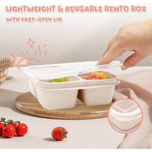 5 Paquete de Bento Caja de Almuerzo, 4 Compartimentos Contenedores de Aperitivos, Caja de Aperitivos Dividida, Contenedores de Almuerzo para Preparación de Comidas para Niños Pequeños y Adultos, Recipientes de Almacenamiento de Alimentos para la Escuela, el Trabajo y los Viajes - Multicolor-3 compartimentos - Ver 5