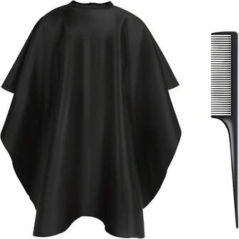 Professional Barber Cape With Hair Combs Design - Black, , Long Sleeve, Perfect For Men And Women, Salon Supplies, Salon Barber Cape | Modern Barber Cape | Barber Cape,Hair,Travel,Hair Products,Hair Tools,Hair Stuff,Barber,Barber Accessories,Barbershop,Hairdressing Equipment