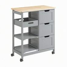 SoBuy FKW79-HG, Kitchen Trolley Cart Kitchen Storage Trolley Serving Trolley With 3 Drawers And Removable Tray, Grey - Grey - View 11