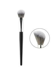 1 Pincel de rubor en ángulo con mango de madera negra para maquillaje de mejillas, base de crema, contorno, bronceador, iluminador y mezcla de sombras, pincel plano de base para maquillaje líquido, pincel de base líquida, pincel de maquillaje de fibra sintética con mango de madera negra