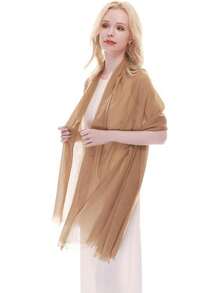 RIIQIICHY Scarf For Women Lightweight Solid Color Long Fashion Gauze Scarves Shawl Wraphalloween - 駝色 - 查看 6
