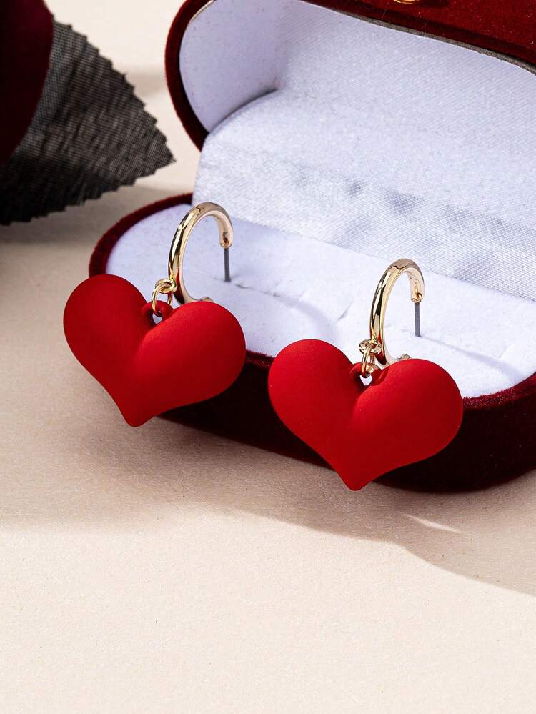 Collar con colgante de corazón rojo de metal con perlas, estilo fashionable y apropiado para uso diario y atuendos festivos, regalo de aretes y collares para mujeres - Rojo - Añade 8