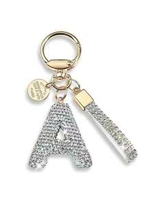 1 buc breloc nou cu 26 de litere cu stras, pandantiv personalizat drăguț, accesoriu pentru geantă de femei, breloc auto, breloc auto cu stras din aliaj, rucsac agățat decorare geantă cu suport de identificare accesorii auto brelocuri pentru geantă - Șampanie - Vizualizare 10