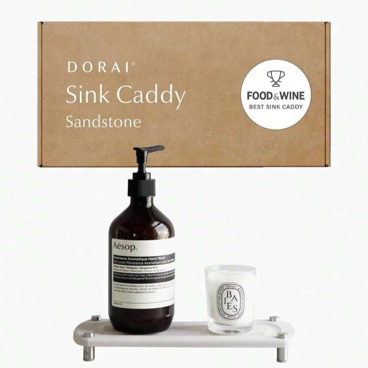Dorai Home Sink Caddy – Water-Absorbing Stone Tray For Sink, Stainless Steel Feet, Fast-Drying, Sandstone - ColorA - 查看 1