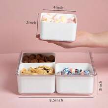 MineSign 2Pack Divided Snackle Box With Lids Stackable Food Serving Tray For FruitandVeggie Plastic Fridge Storage Container For Pantry Freezer Clear Snack Box For Meal Prep Candy Nuts Spice - 1 包 - 查看 2