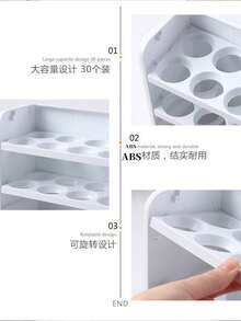 1pc 30-Egg Capacity Refrigerator Egg Storage Box, Automatic Rolling Design, 4-Layer Large Capacity Egg Holder