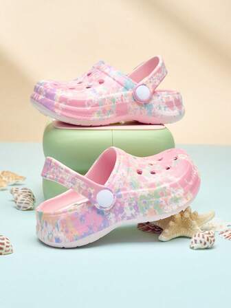Kids' Solid Color Sandals, Waterproof Non-Slip EVA Casual Fashion, Comfortable Soft Thick-Soled Beach Shoes Hollow Slippers