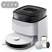 Robot aspirapolvere LEFANT M3L con potenza di aspirazione di 12000 Pa, svuotamento automatico, navigazione LiDAR, rilevamento tappeti, controllo APP di 220 minuti, autonomia di 8 settimane. - Grigio argento chiaro - Visualizzare 12