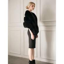 Women's Luxury Party Faux Fox Fur Long Shawl Cloak Cape For Winter Faux Fur Collar Scarf - A-đen - Xem 4