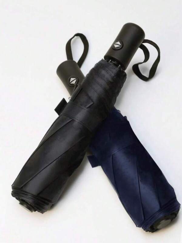 مظلة سوداء كاملة الأوتوماتيكية، مظلة واقية من الرياح والشمس، مظلة قابلة للطي عكسية تحجب الأشعة فوق البنفسجية، مظلة عمل مناسبة للشخص الواحد للمدرسة والمكتب والمنزل والسفر (غطاء القماش وألوان الهيكل والتصميم بالأحرف الإنجليزية مختلفة عشوائيًا) تبريد صيفي، شاطئ، سفر