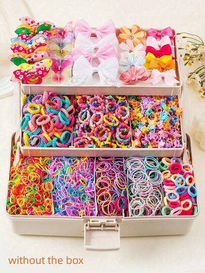 804个彩色蝴蝶结发夹，时尚简约发圈，学生发绳，适合日常和派对使用（无包装盒 - OPP袋）