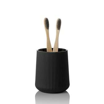 Matte Vertical Striped Toothbrush Holder, Minimalist Style With Toothpaste Storage, Suitable For Bathroom Countertop