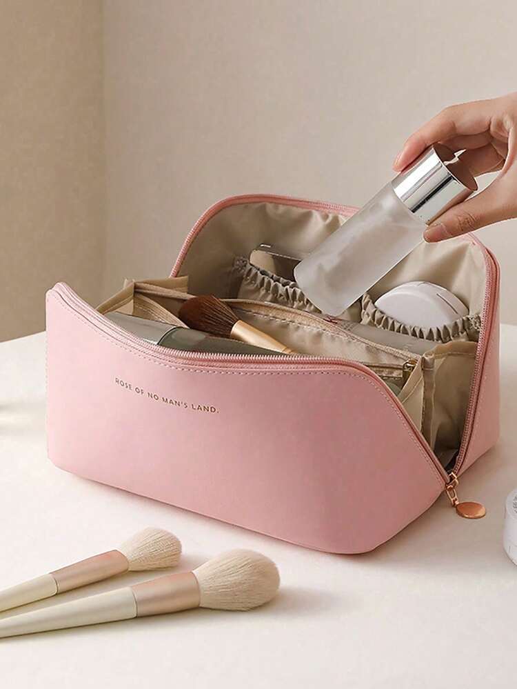 1 pieza Bolsa de cosméticos de gran capacidad para viaje, bolsa de tocador multifuncional, organizador portátil para mujer, bolso organizador, bolsa de cosméticos, organizador para útiles escolares, suministros escolares, para mujer, regalos para novia, regalos para estudiante, esenciales de viaje, organizador de viaje para playa, vacaciones de verano, bolsa de maquillaje, bolsa de maquillaje, esenciales de vacaciones, bolsas de maquillaje, neceser de maquillaje, organizador de maquillaje, vuelta al cole, almacenamiento de maquillaje, color rosa 2024 - Rosa - Ver 5
