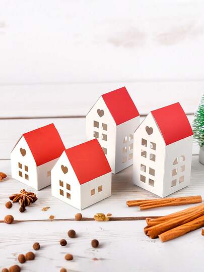 10 pezzi Affascinanti scatole regalo a forma di casa con tetto bianco e rosso, adatte per matrimoni, compleanni e altro ancora - Confezioni versatili per caramelle e omaggi per feste - Per occasioni festive - Adatte a tutte le età - Idea regalo ideale per gli ospiti della festa