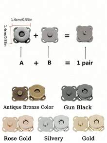 Hand-Sewn Plum Blossom Magnetic Buckle, Diy Concealed Magnetic Buckle For Luggage, Coats, And Bags, Invisible Mother-And-Child Magnetic Buttons, Magnetic Snaps, Invisible Metal Sewn Buttons, Lock Buckles. Suitable For Wallets, Bags, Clothing, Crafts, And Diy Accessories.